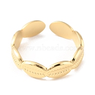 304 Stainless Steel Shell Wrap Open Cuff Rings, Real 14K Gold Plated, Inner Diameter: 17mm(RJEW-D002-29G)