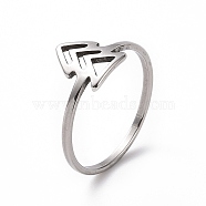 201 Stainless Steel Arrow Mark Finger Ring for Women, Stainless Steel Color, US Size 6 1/2(16.9mm)(RJEW-J051-05P)