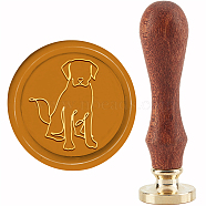 Brass Wax Seal Stamp with Handle, for DIY Scrapbooking, Dog Pattern, 3.5x1.18 inch(8.9x3cm)(AJEW-WH0184-0816)