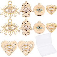 SUNNYCLUE 10Pcs 5 Style Brass Micro Pave Cubic Zirconia Pendants, Evil Eyes, Mixed Shapes, Golden, 2pcs/style(FIND-SC0002-60)
