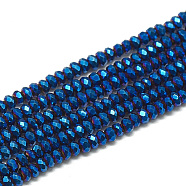 Electroplate Glass Beads Strands, Faceted, Rondelle, Blue, 2.5x1.5mm, Hole: 0.8mm, about 160~165pcs/strand, 13.78 inch~14.17 inch(35~36cm)(X-EGLA-Q112-C07)