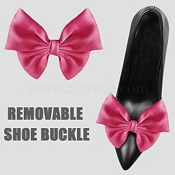 Detachable Ribbon Satin Bowknot Shoe Decoration, with Iron Buckle Clip, Hot Pink, 90~95x125~130x19.5mm(AJEW-WH0502-33F)