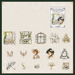 PET Stickers Set, Decorative Stickers, Classical Aristocrat Series, White, 29~80x28~80x0.1mm(DIY-Z037-02B)