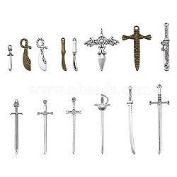Tibetan Style Alloy Big Pendants, Knife and Sword, for Craf Jewelry Making, Mixed Color, 34pcs/set(PALLOY-TA0001-64)