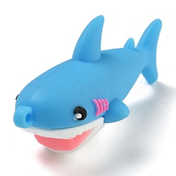 Bag PVC Pendants, Animals, Keychain, Shark, 70x30x27mm, Hole: 2.5mm(FIND-R001-03A)