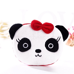 Panda Cartoon Style Cloth Wallets, Change Purse with Zipper & Keychain, for Women, White, 10cm(PW-WGBE701-05)