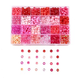 24 Styles DIY Acrylic & PP Plastic Pony Beads Jewelry Making Finding Kits, Pink, 9x6mm, Hole: 3.8mm, about 1272pcs/set(DIY-L073-01)