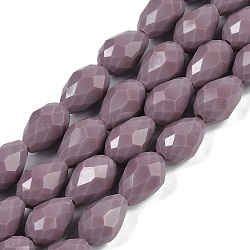 Opaque Solid Color Beads Strands, Faceted, Teardrop, Rosy Brown, 11.5x8mm, Hole: 1.2mm, about 55~57pcs/strand, 25.59 inch(65cm)(EGLA-N013-P8mm-D09)