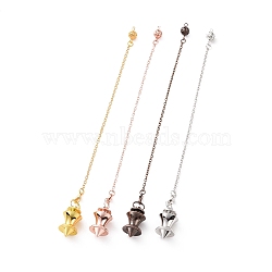 Brass Dowsing Pendulum Big Pointed Cone Pendants, with Lobster Claw Clasps, Spinning Top, Cadmium Free & Lead Free, Mixed Color, 220mm, Hole: 2mm(KK-A169-02)