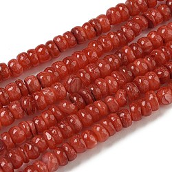 Dyed Natural Freshwater Shell Beads Strands, Rondelle, FireBrick, 1~4.5x4~4.5x2~4.5mm, Hole: 0.5mm, about 159pcs/strand, 15.12''(38.4cm)(BSHE-G039-07K)