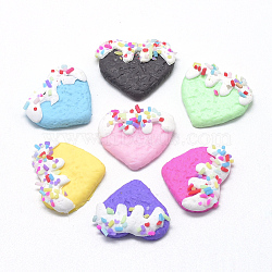 Handmade Polymer Clay Cabochons, Heart, Mixed Color, 20~21x22~24x4~6mm(X-CLAY-Q240-005)