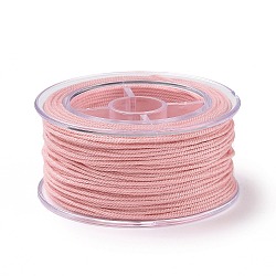 Macrame Cotton Cord, Braided Rope, with Plastic Reel, for Wall Hanging, Crafts, Gift Wrapping, Pink, 1.2mm, about 26.25 Yards(24m)/Roll(OCOR-H110-01B-16)