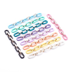 Handmade Acrylic Cable Chains, with CCB Plastic Linking Ring, Oval, Mixed Color, 27x16.5x4mm and 18.5x12x5mm, 39.37 inch(1m)/strand(AJEW-JB00904)