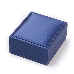 Imitation PU Leather Covered Wooden Jewelry Pendant Boxes, Rectangle, Dark Blue, 8.1x7x3.7cm(OBOX-F004-12D)