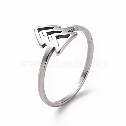 Non-Tarnish 201 Stainless Steel Arrow Mark Finger Ring for Women, Stainless Steel Color, US Size 6 1/2(16.9mm)(RJEW-J051-05P)