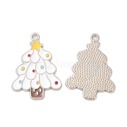 Christmas Alloy Enamel Pendants, Platinum, Christmas Tree, 24x17x1mm, Hole: 1.5mm(ENAM-D050-13B-02P)