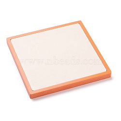 Resin Artificial Marble Jewelry Displays, with PU Leather, Square, Light Salmon, 9x9x1.2cm(AJEW-H117-09C)