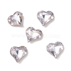 Cubic Zirconia Cabochons Cabochons, Pointed Back & Back Plated, Heart, Clear, 13x12x4.3mm(RGLA-J017-B-TG001)