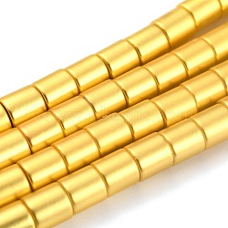 Non-magnetic Synthetic Hematite Beads Strands, Galvanic Plating(Color Retention for 1 Year), Column, Golden Plated, 6x6mm, Hole: 1mm, about 66pcs/strand, 15.91 inch(40.4cm)(G-B014-03G)