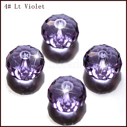 K9 Glass, Imitation Austrian Crystal Beads, Grade AAA, Faceted, Rondelle, Lilac, 6x4mm, Hole: 0.7~0.9mm(SWAR-F068-4x6mm-04)