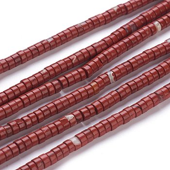 Natural Red Jasper Beads Strands, Heishi Beads, Flat Round/Disc, 4~4.5x2.5mm, Hole: 0.7mm, about 167pcs/strand, 15.43 inch(39.2cm)