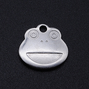 201 Stainless Steel Charms, Frog, Stainless Steel Color, 11.5x12x1.5mm, Hole: 1.6mm