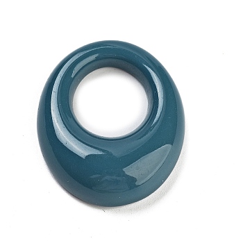 Opaque Resin Pendants, Hollow Oval Charms, Cadet Blue, 35x29x8mm, Hole: 16.5x15mm