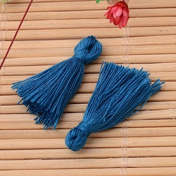 Cotton Thread Tassels Pendant Decorations, Medium Blue, 25~31x5mm, about 39~47pcs/bag