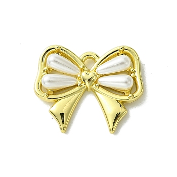 Alloy and Resin Pendant, Bowknot, Golden, 15x18x4mm, Hole: 1.4mm