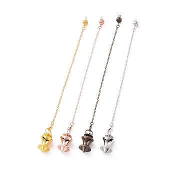 Brass Dowsing Pendulum Big Pointed Cone Pendants, with Lobster Claw Clasps, Spinning Top, Cadmium Free & Lead Free, Mixed Color, 220mm, Hole: 2mm
