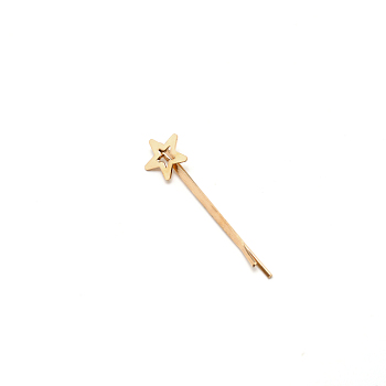 Iron Hair Bobby Pin Findings, Star, Golden, 52.5x2mm