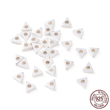 925 Sterling Silver Beads, Triangle, Silver, 2.5x3x0.8mm, Hole: 1mm, about 256Pcs/10g