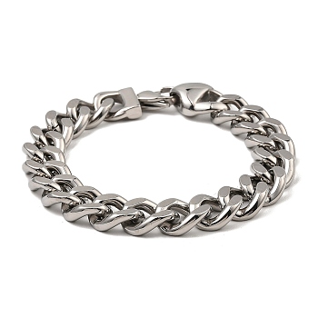 304 Stainless Steel Cuban Link Chain Bracelet, Stainless Steel Color, 8-3/4 inch(22.3cm)