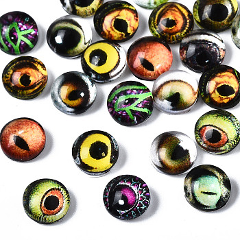 Glass Cabochons, Half Round with Eye Pattern, Mixed Color, 6mm, 30pcs/set