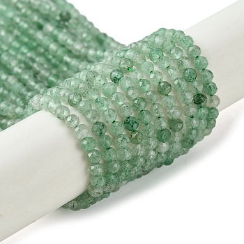 Natural Green Strawberry Quartz Beads Strands, Faceted, Round, 3mm, Hole: 0.7mm, about 124~126pcs/strand, 15.43''(39.2cm)