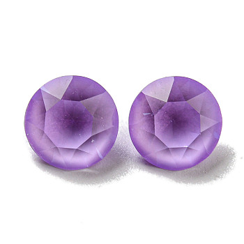 Glass Rhinestone Cabochons, Point Back & Back Plated, Faceted, Round, Purple Velvet, 8x6mm