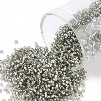 TOHO Round Seed Beads, Japanese Seed Beads, (29BF) Silver Lined Frost Gray, 15/0, 1.5mm, Hole: 0.7mm, about 3000pcs/10g
