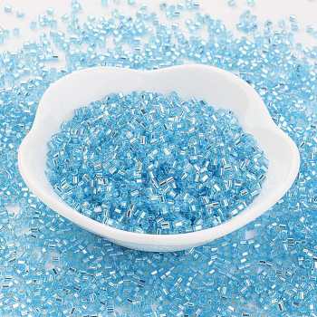 TOHO Japanese Seed Beads, Two Cut Hexagon, (23) Silver Lined Light Turquoise, 11/0, 2x2mm, Hole: 0.6mm, about 44000pcs/pound