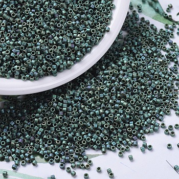 MIYUKI Delica Beads, Cylinder, Japanese Seed Beads, 11/0, (DB0373) Matte Metallic Sage Green Luster, 1.3x1.6mm, Hole: 0.8mm, about 10000pcs/bag, 50g/bag