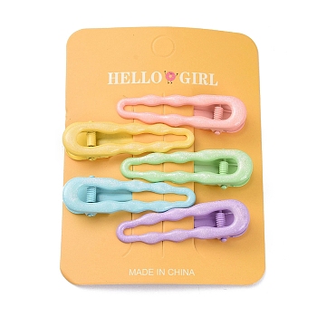 Teardrop Spray Painted Iron Alligator Hair Clips for Girls, Mixed Color, 18.5x58x12mm, 5pcs/card