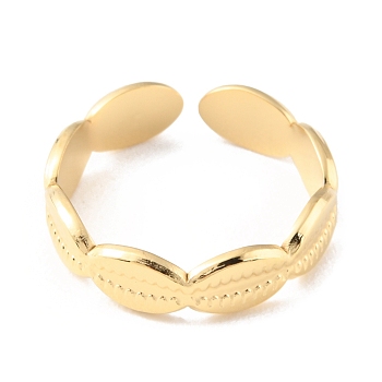 304 Stainless Steel Shell Wrap Open Cuff Rings, Real 14K Gold Plated, Inner Diameter: 17mm