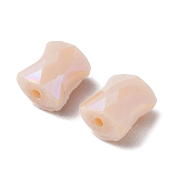 Electroplate Glass Beads, AB Color, Faceted Pillow, Misty Rose, 10x8x6mm, Hole: 1.6mm