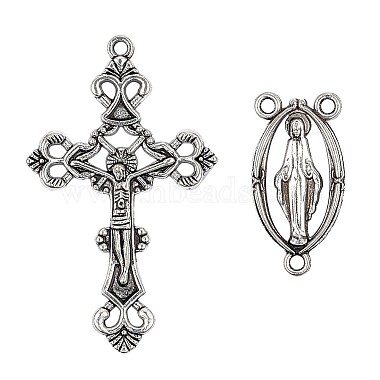 Rosary Cross and Center Sets for Rosary Bead Necklace Making(TIBEP-TA0002-14AS)-7