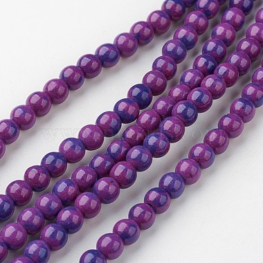 6mm Purple Round White Jade Beads