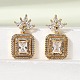 Rectangle Brass Micro Pave Clear Cubic Zirconia Dangle Stud Earrings(EJEW-L311-03G)-1
