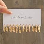 6Pairs Alloy Stud Earrings & Hoop Earrings, Twist, Golden, 20~49mm(WG38505-03)
