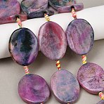 Natural Fire Crackle Agate Beads Strands, Dyed & Heated, Flat Oval, Pearl Pink, 40.3~41x29~35x6.5~8.5mm, Hole: 1.8~2mm, about 8pcs/strand, 15.87~16.14''(40.3~41cm)(G-P605-L03-01A)