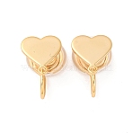 Brass Ear Cuff Findings, with Loop, Long-Lasting Plated, Nickel Free, Real 18K Gold Plated, 15x9mm, Hole: 1.2mm, Heart: 10x9mm(KK-F898-16D-G)