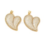 Brass Micro Pave Clear Cubic Zirconia Pendants, Heart Charms, Rack Plating, Long-Lasting Plated, Lead Free & Cadmium Free, Real 18K Gold Plated, 30x25.5x5.5mm, Hole: 3.7x4.8mm(KK-C166-05G)