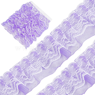 10M Polyester Ribbon, Wave Edge Ornamnent, Ruffle Lace Trimming, Costume Dress Accessories, Lilac, 50x1mm(DIY-GF0008-53B)